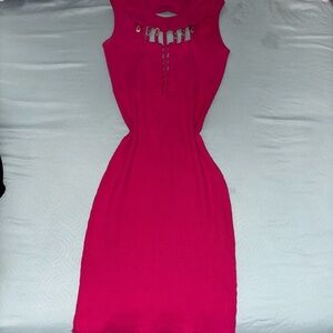 SHEIN Pink Sheath Mini Dress Crew Neck Sleeveless
